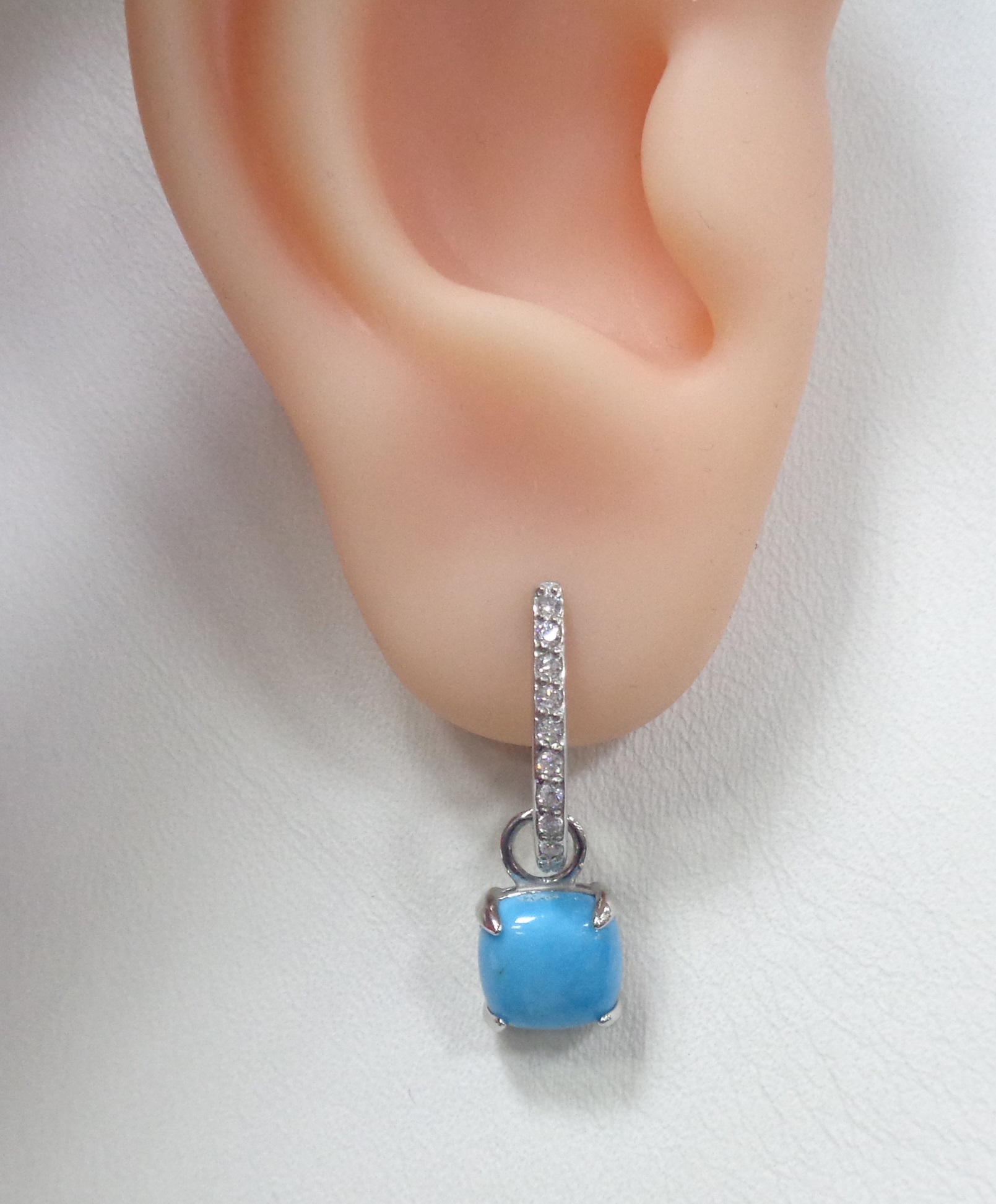 Серебряные серьги-трансформеры с бирюзой